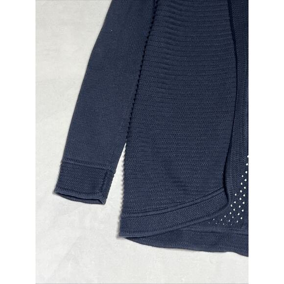 Talbots Ribbed Shawl Collar Cardigan Womens Small Navy Blue Open Knit Sweater - Picture 5 of 10